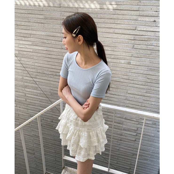 サイドラインクロップド半袖Tシャツ | by muni:r | 詳細画像9 