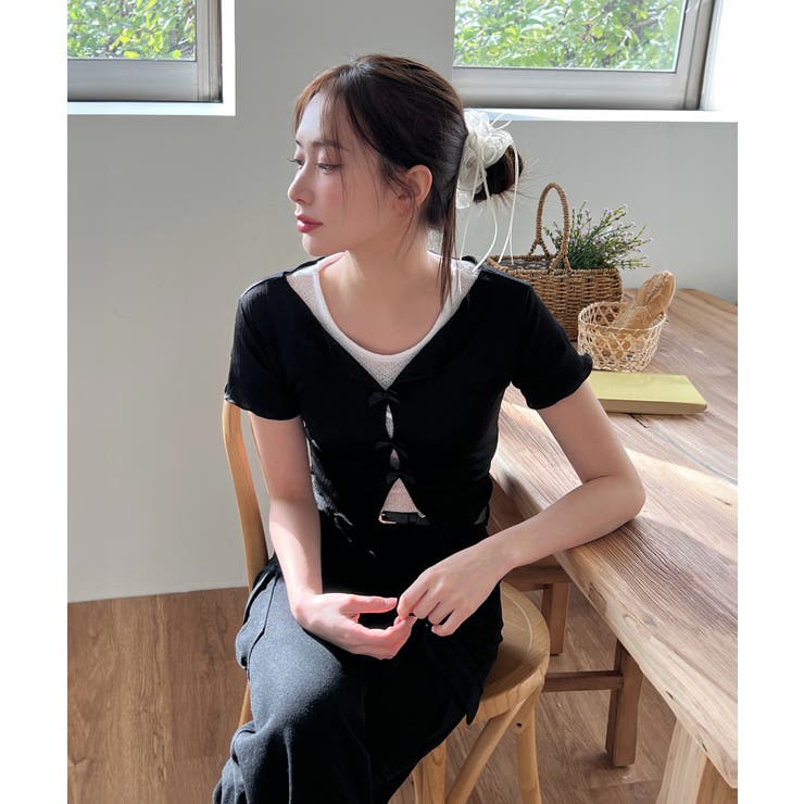 リボンホールリブTシャツ | by muni:r | 詳細画像15 