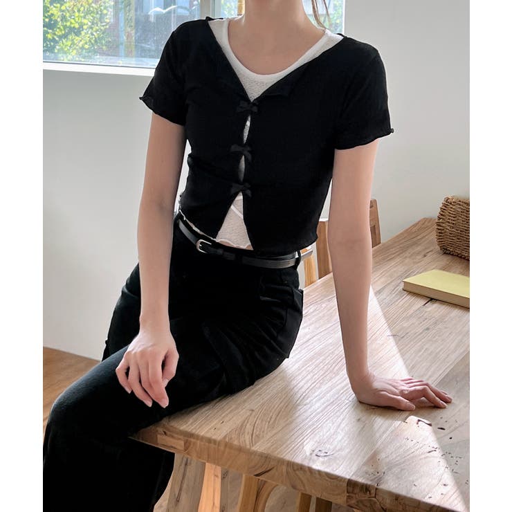 リボンホールリブTシャツ | by muni:r | 詳細画像16 