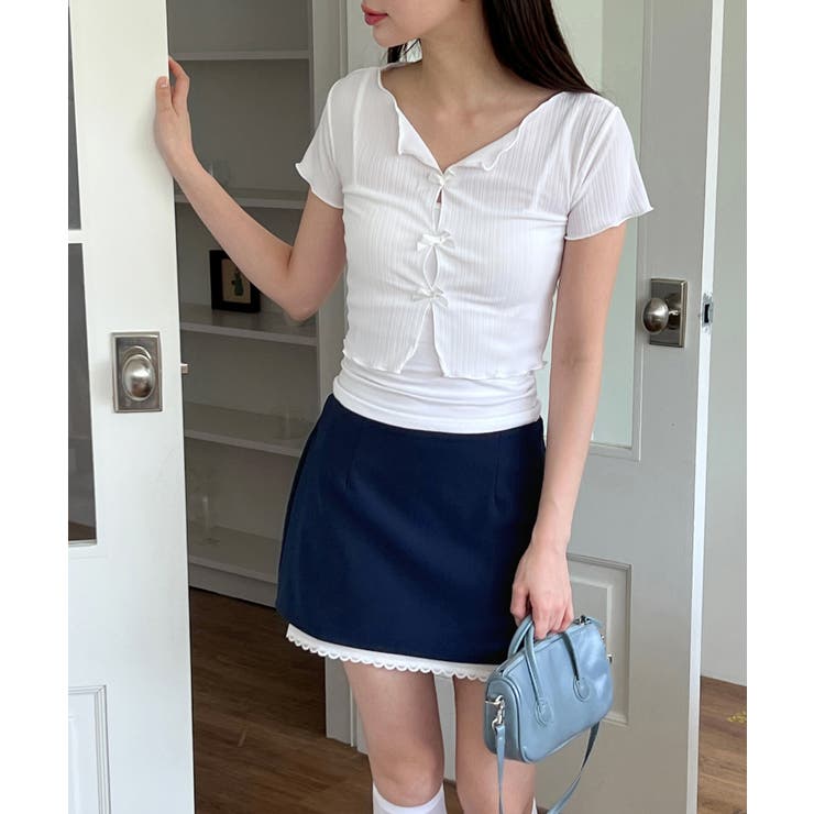 リボンホールリブTシャツ | by muni:r | 詳細画像2 