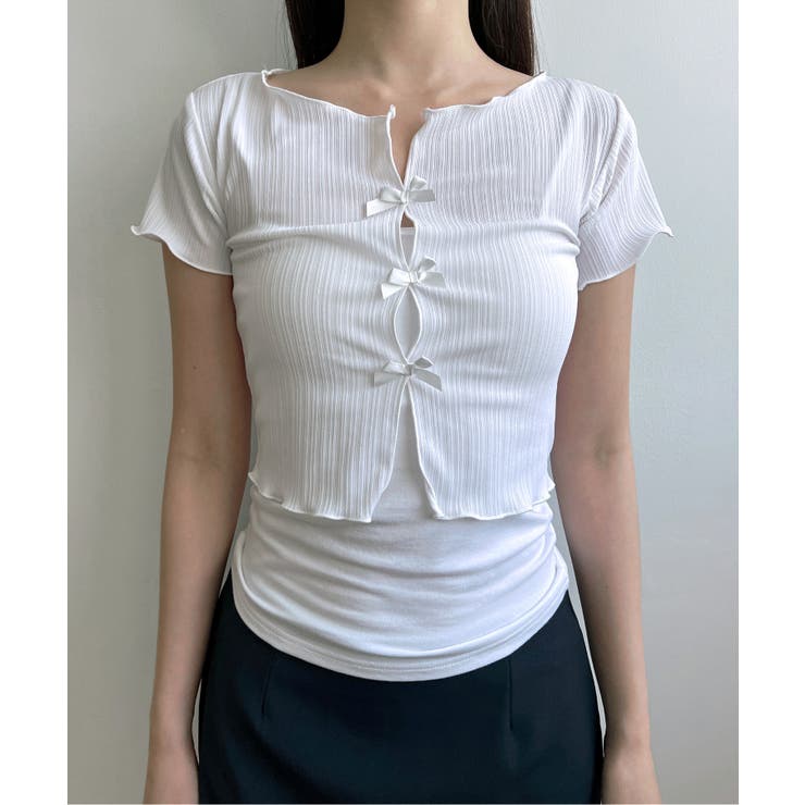 リボンホールリブTシャツ | by muni:r | 詳細画像31 