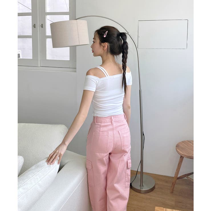 ダブルストラップシャーリング半袖Tシャツ | by muni:r | 詳細画像10 