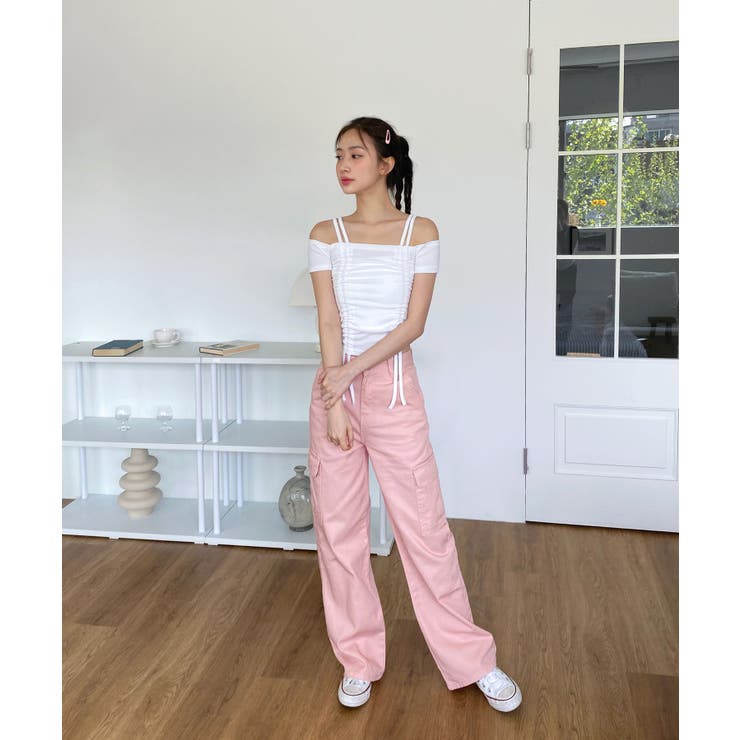 ダブルストラップシャーリング半袖Tシャツ | by muni:r | 詳細画像11 