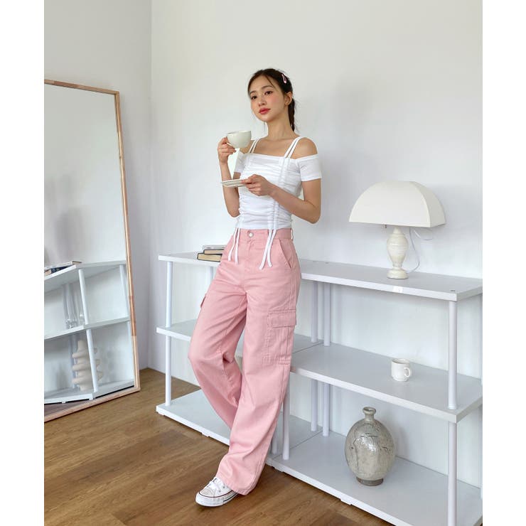 ダブルストラップシャーリング半袖Tシャツ | by muni:r | 詳細画像13 