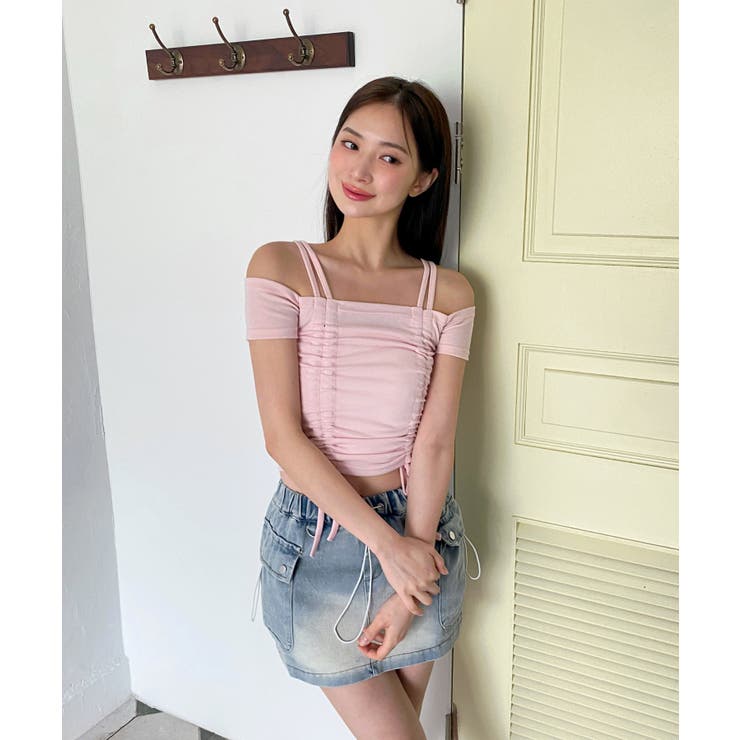 ダブルストラップシャーリング半袖Tシャツ | by muni:r | 詳細画像15 