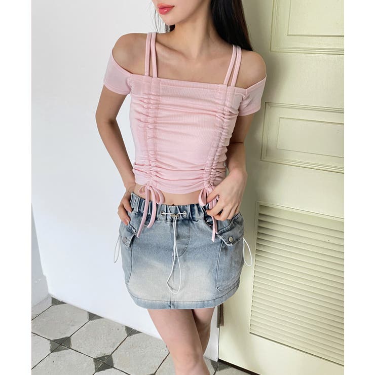 ダブルストラップシャーリング半袖Tシャツ | by muni:r | 詳細画像16 