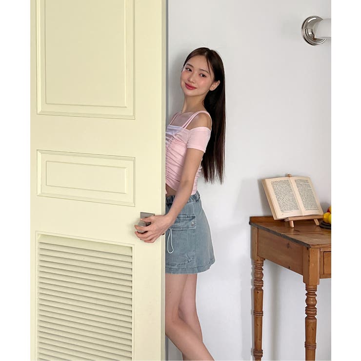 ダブルストラップシャーリング半袖Tシャツ | by muni:r | 詳細画像17 