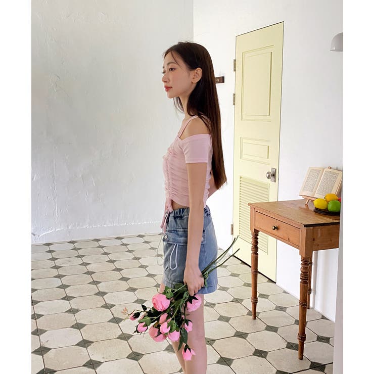 ダブルストラップシャーリング半袖Tシャツ | by muni:r | 詳細画像18 