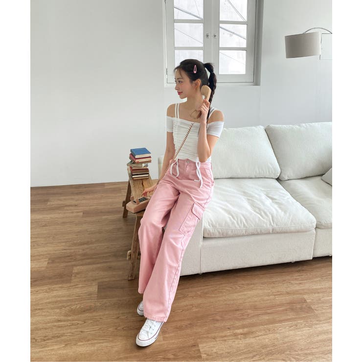 ダブルストラップシャーリング半袖Tシャツ | by muni:r | 詳細画像2 