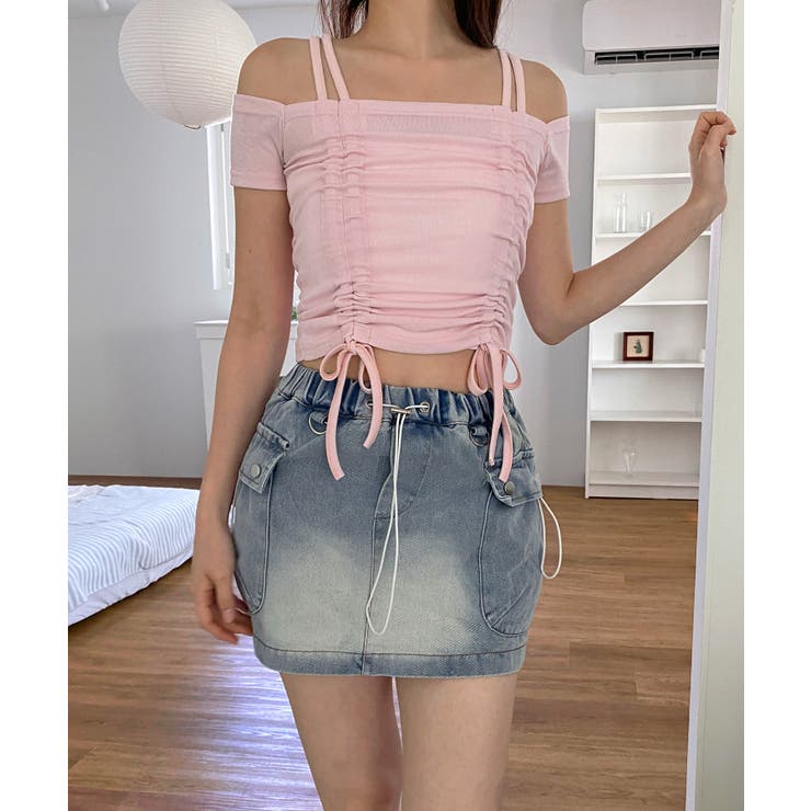 ダブルストラップシャーリング半袖Tシャツ | by muni:r | 詳細画像20 