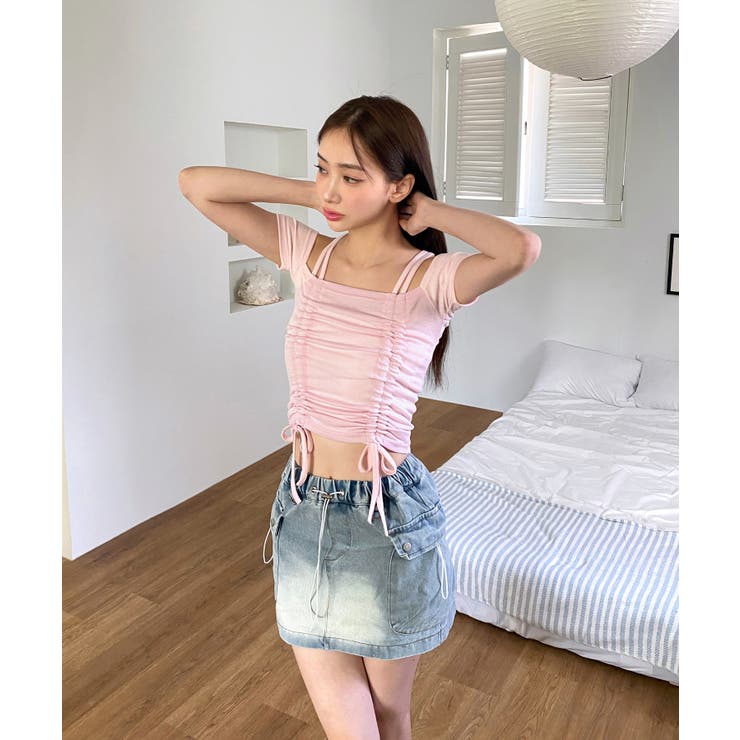 ダブルストラップシャーリング半袖Tシャツ | by muni:r | 詳細画像21 