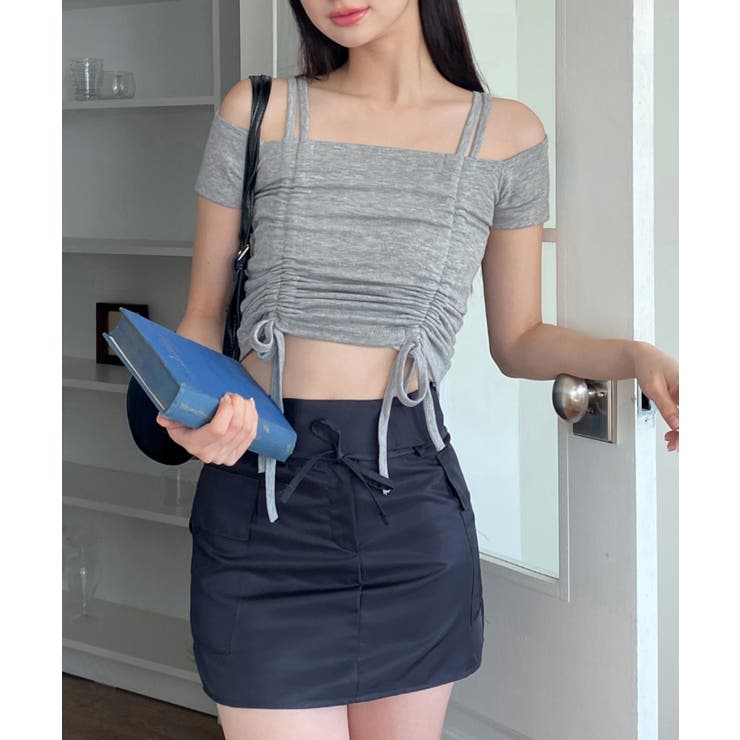 ダブルストラップシャーリング半袖Tシャツ | by muni:r | 詳細画像25 