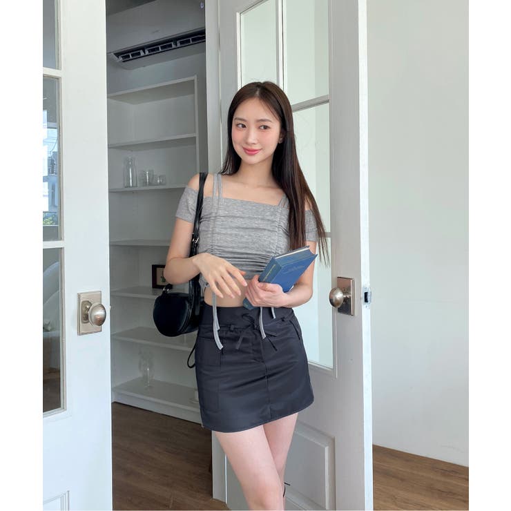 ダブルストラップシャーリング半袖Tシャツ | by muni:r | 詳細画像27 