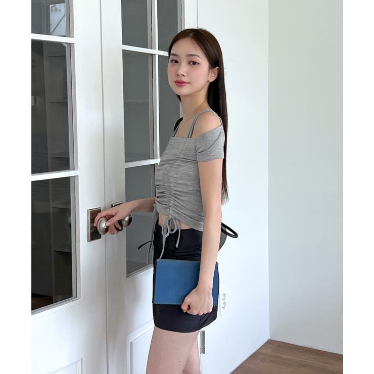 ダブルストラップシャーリング半袖Tシャツ | by muni:r | 詳細画像28 