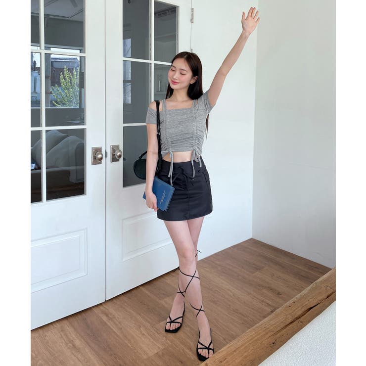 ダブルストラップシャーリング半袖Tシャツ | by muni:r | 詳細画像29 