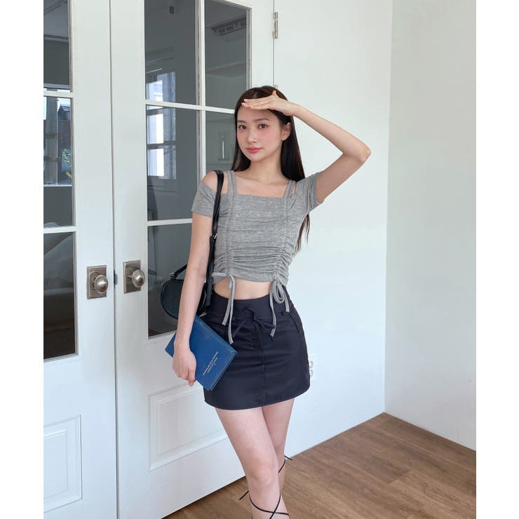 ダブルストラップシャーリング半袖Tシャツ | by muni:r | 詳細画像30 