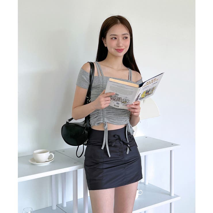 ダブルストラップシャーリング半袖Tシャツ | by muni:r | 詳細画像31 