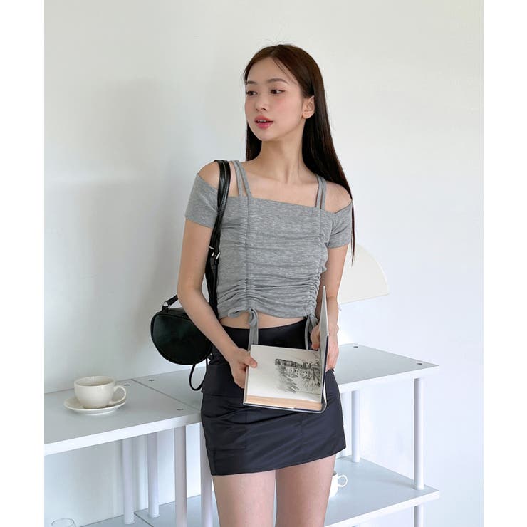 ダブルストラップシャーリング半袖Tシャツ | by muni:r | 詳細画像32 