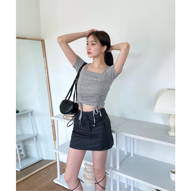 ダブルストラップシャーリング半袖Tシャツ | by muni:r | 詳細画像34 