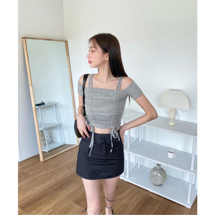 ダブルストラップシャーリング半袖Tシャツ | by muni:r | 詳細画像35 