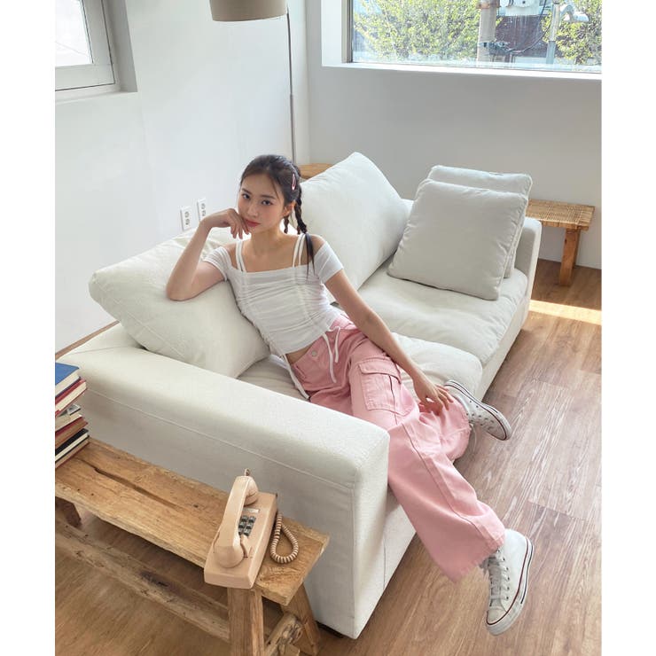 ダブルストラップシャーリング半袖Tシャツ | by muni:r | 詳細画像4 