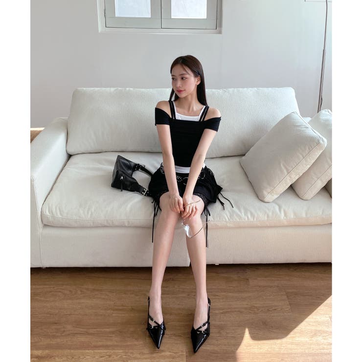 ダブルストラップシャーリング半袖Tシャツ | by muni:r | 詳細画像40 