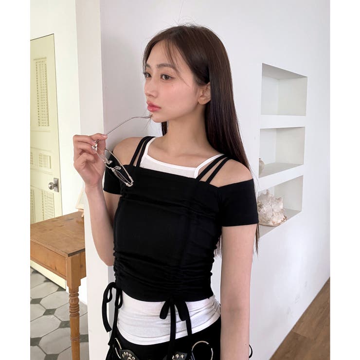 ダブルストラップシャーリング半袖Tシャツ | by muni:r | 詳細画像50 