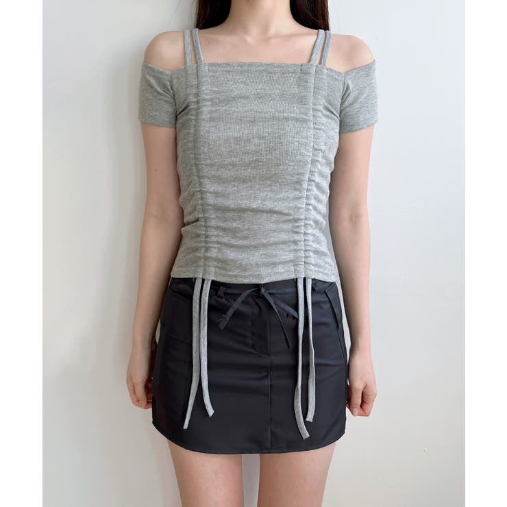 ダブルストラップシャーリング半袖Tシャツ | by muni:r | 詳細画像51 