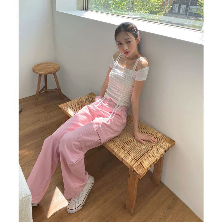 ダブルストラップシャーリング半袖Tシャツ | by muni:r | 詳細画像6 