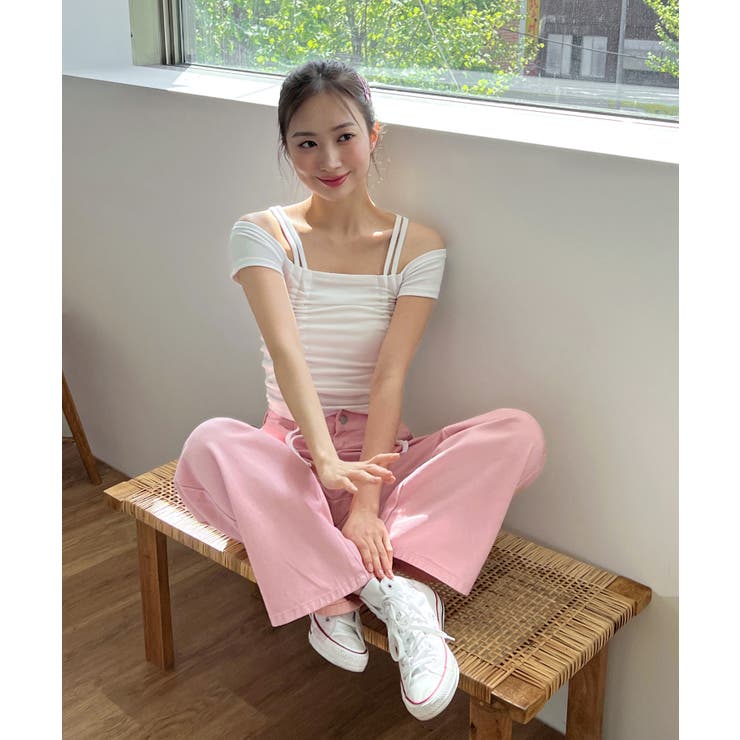 ダブルストラップシャーリング半袖Tシャツ | by muni:r | 詳細画像7 