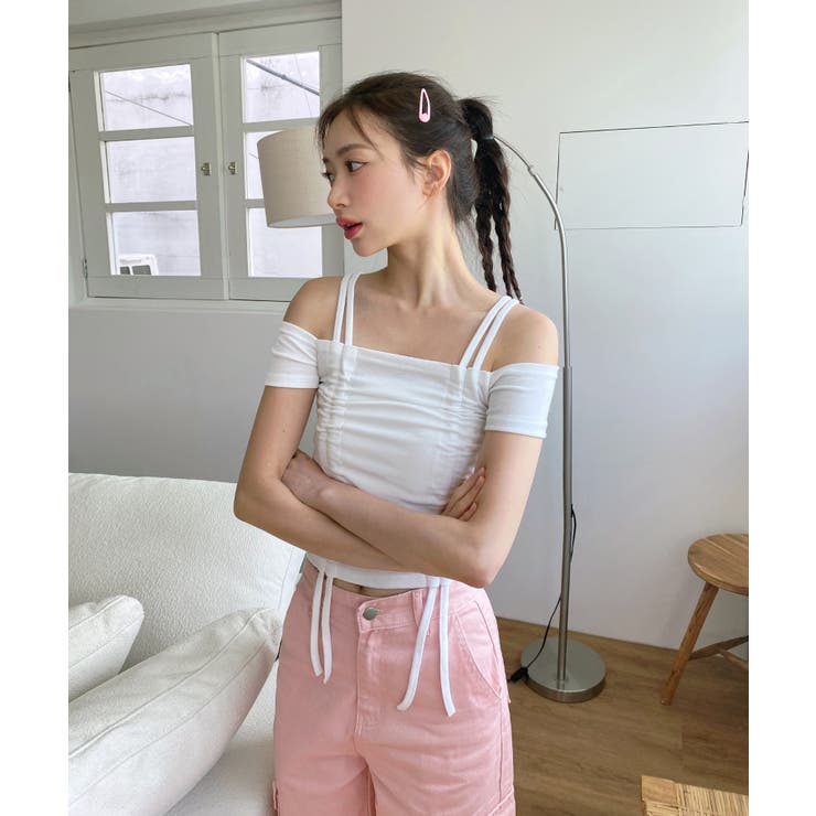 ダブルストラップシャーリング半袖Tシャツ | by muni:r | 詳細画像9 