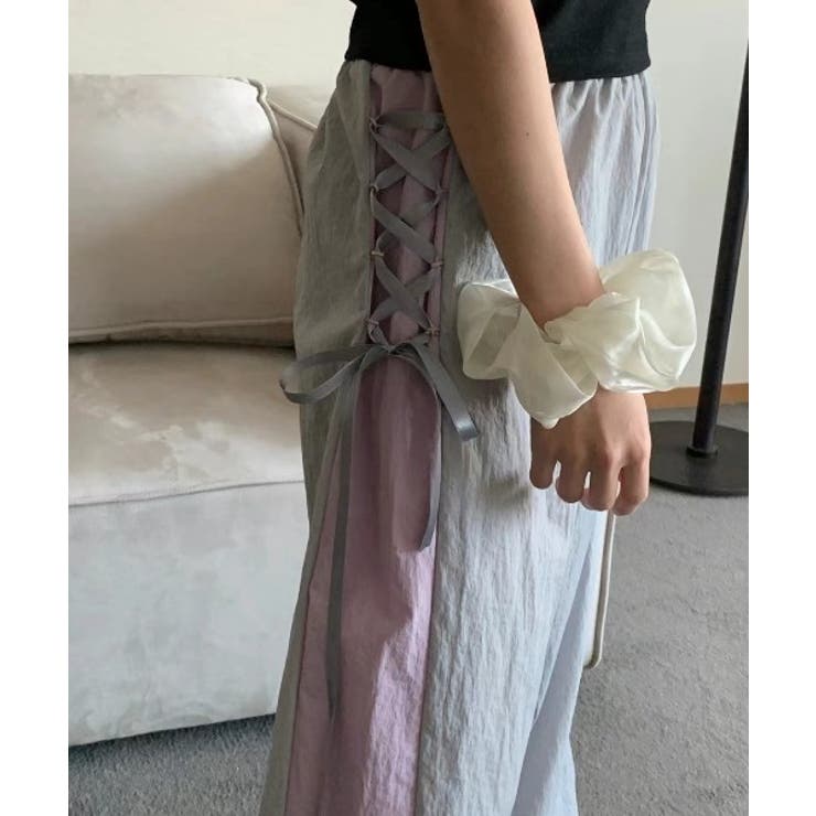 バイカラーラインレースアップパンツ | by muni:r | 詳細画像2 