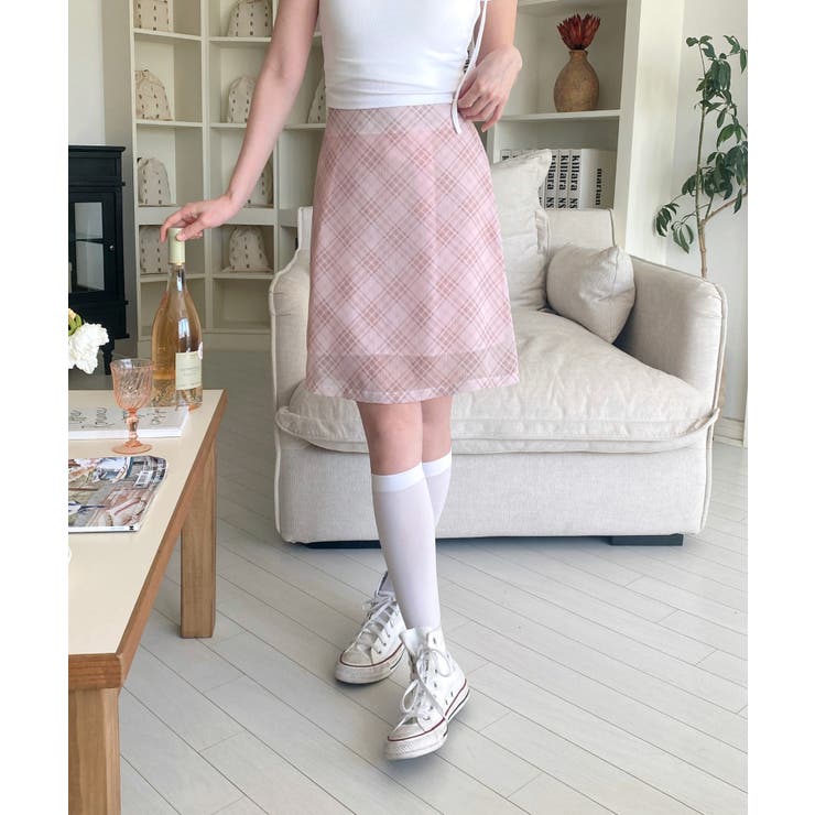 パステルシフォンチェックミディスカート | by muni:r | 詳細画像13 