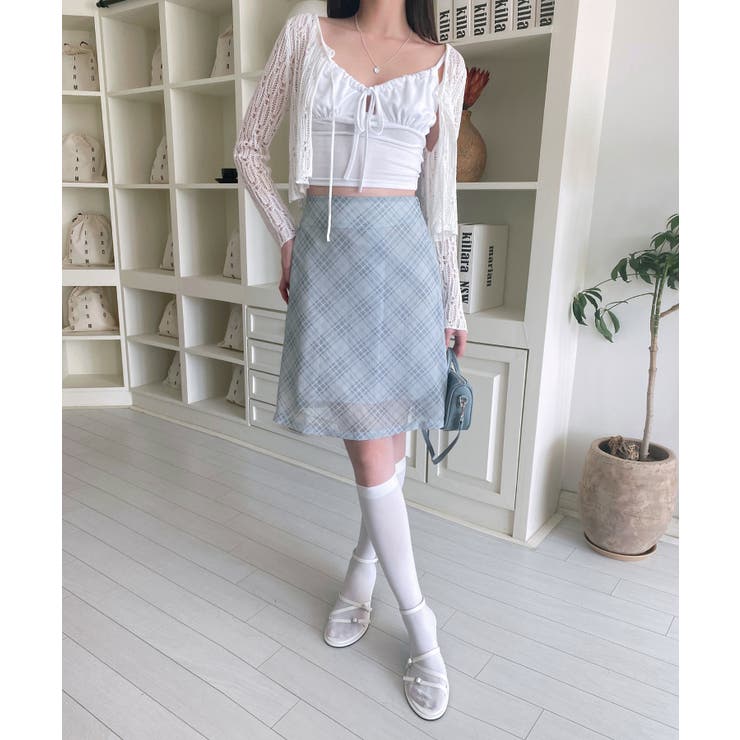 パステルシフォンチェックミディスカート | by muni:r | 詳細画像2 