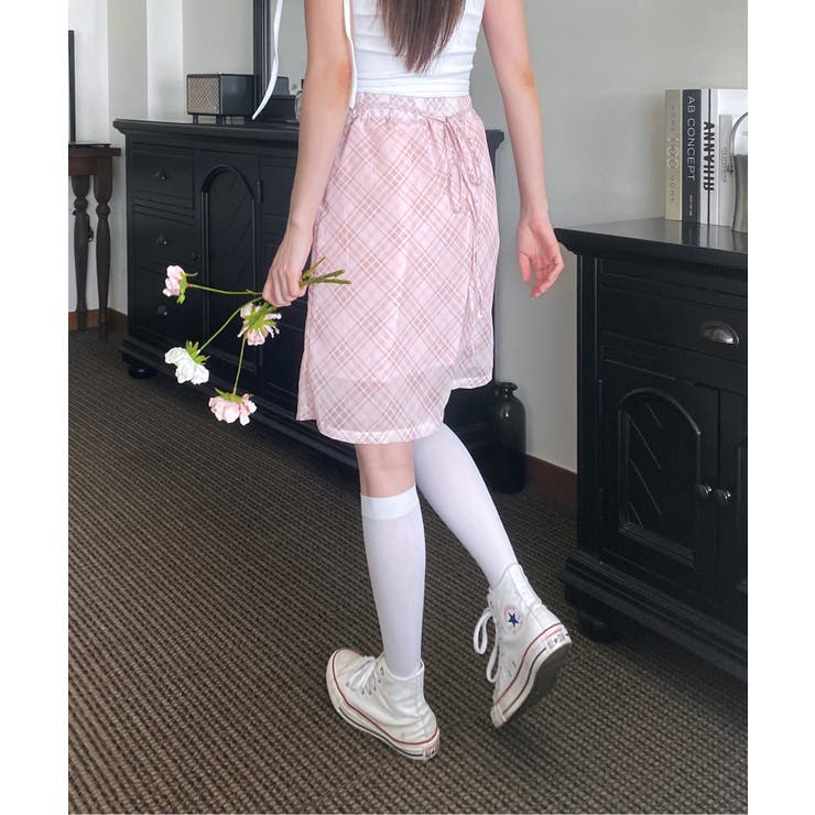 パステルシフォンチェックミディスカート | by muni:r | 詳細画像21 