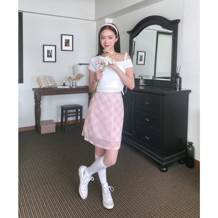 パステルシフォンチェックミディスカート | by muni:r | 詳細画像24 