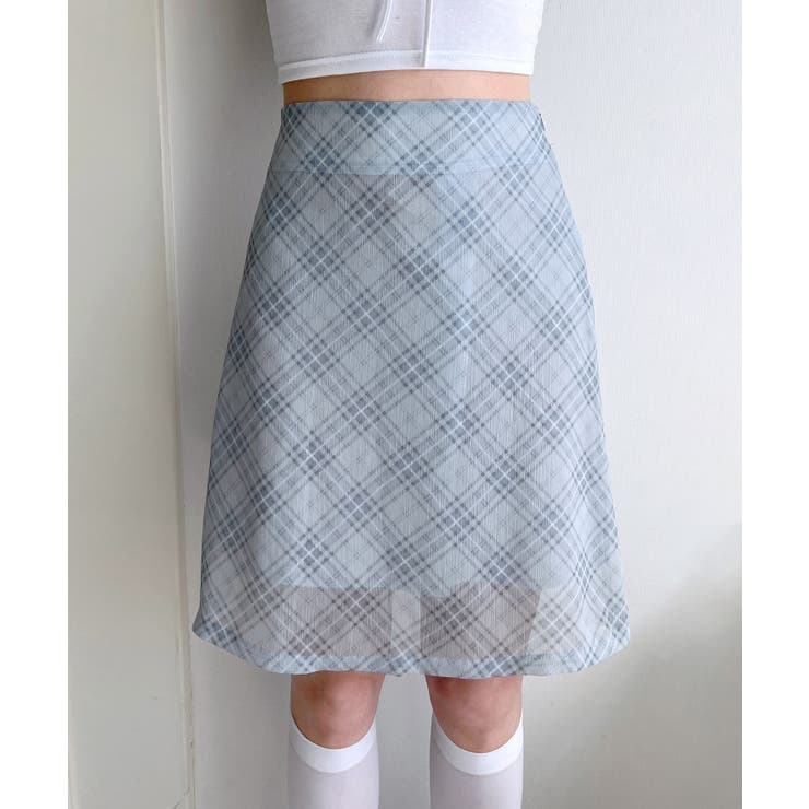 パステルシフォンチェックミディスカート | by muni:r | 詳細画像25 