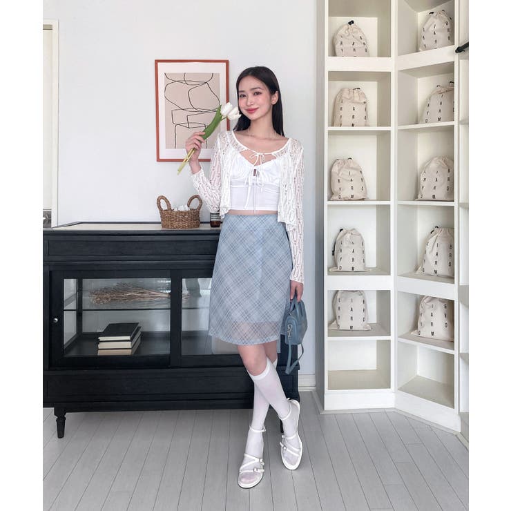 パステルシフォンチェックミディスカート | by muni:r | 詳細画像8 