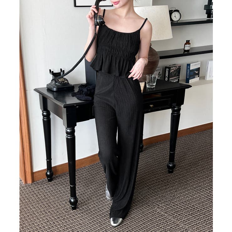 プリーツキャミブラウス＋パンツセットアップ[品番：FROW0001427]｜by