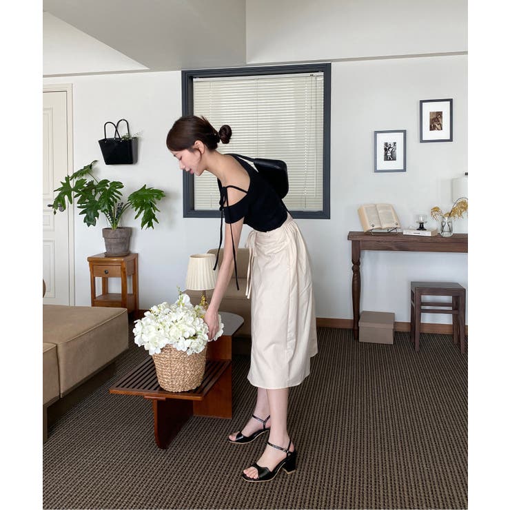 アンバランスリボンクロップド半袖Tシャツ | by muni:r | 詳細画像25 