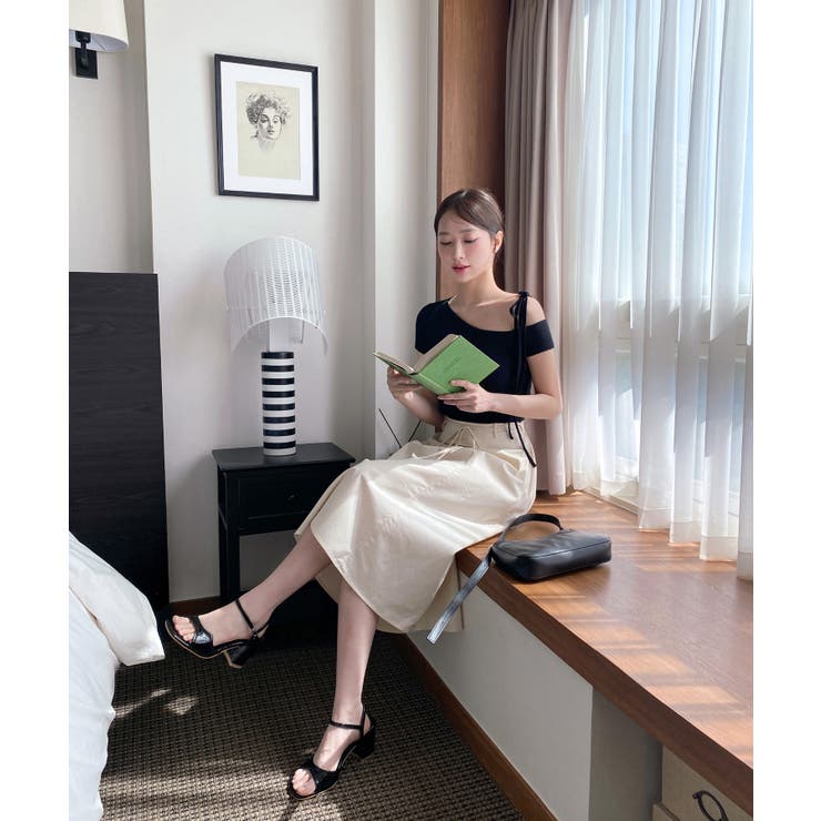 アンバランスリボンクロップド半袖Tシャツ | by muni:r | 詳細画像33 