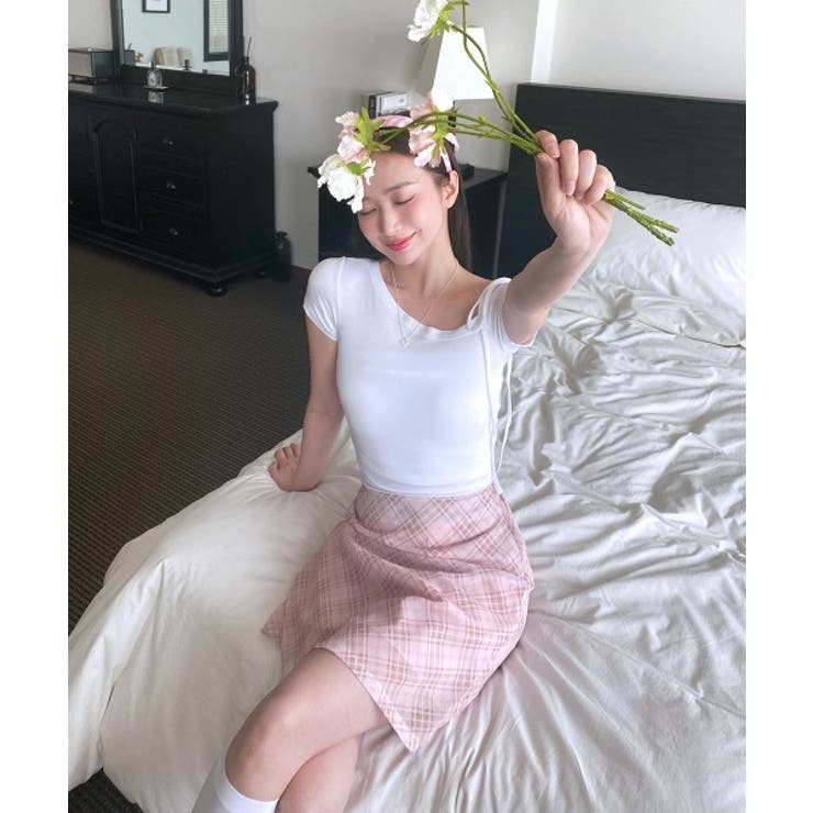 アンバランスリボンクロップド半袖Tシャツ | by muni:r | 詳細画像7 