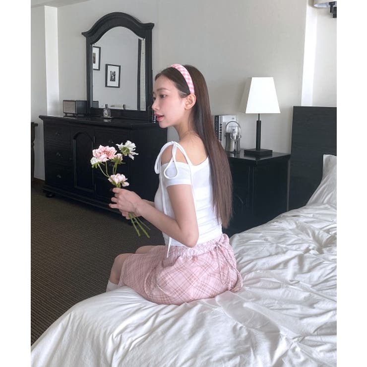 アンバランスリボンクロップド半袖Tシャツ | by muni:r | 詳細画像8 