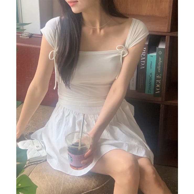 ツーリボンスクエアネックTシャツ | by muni:r | 詳細画像1 