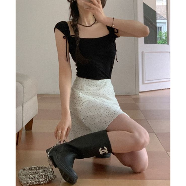 ツーリボンスクエアネックTシャツ | by muni:r | 詳細画像13 