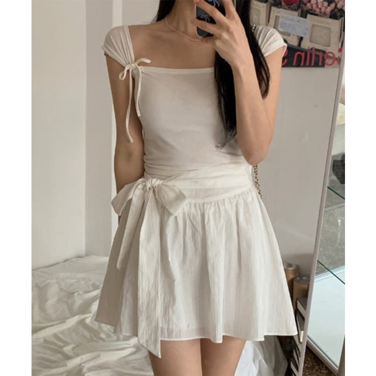 ツーリボンスクエアネックTシャツ | by muni:r | 詳細画像2 