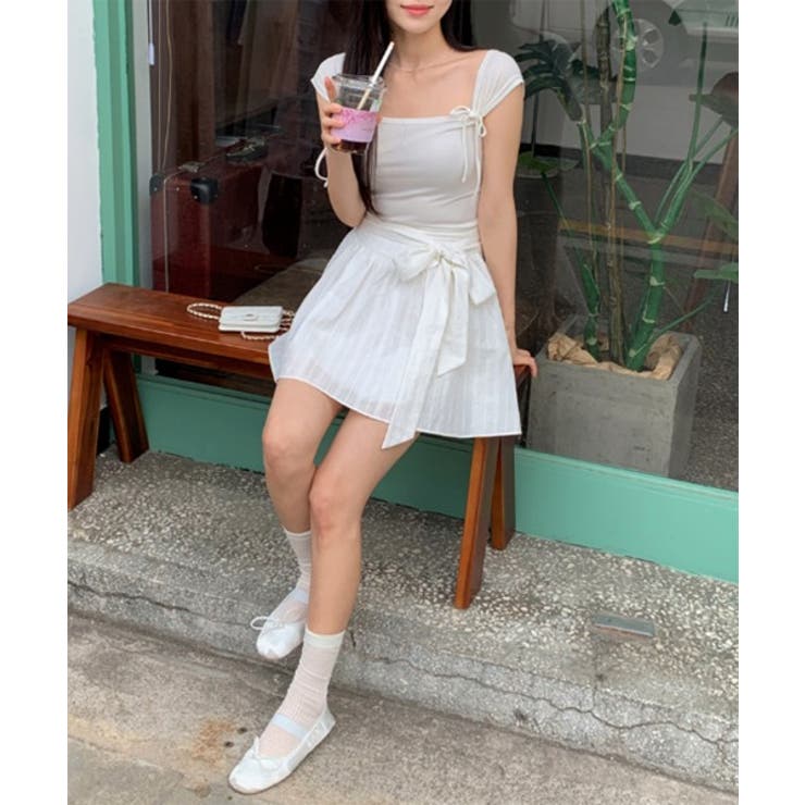 ツーリボンスクエアネックTシャツ | by muni:r | 詳細画像3 