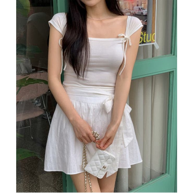 ツーリボンスクエアネックTシャツ | by muni:r | 詳細画像4 