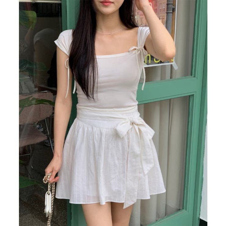 ツーリボンスクエアネックTシャツ | by muni:r | 詳細画像5 