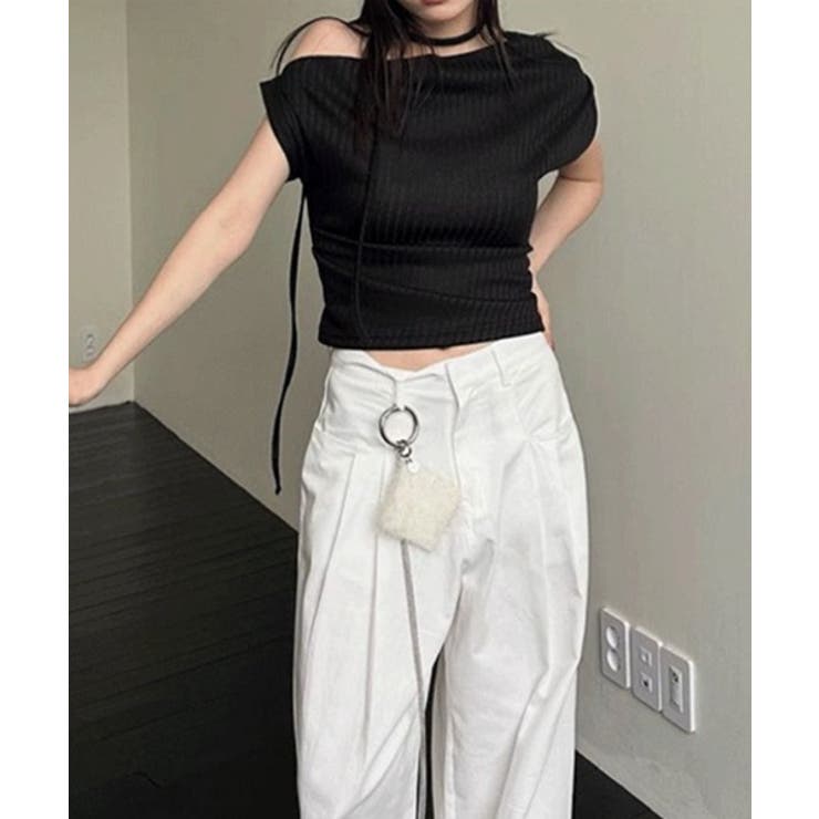 リブアンバランスカーフセットTシャツ | by muni:r | 詳細画像1 